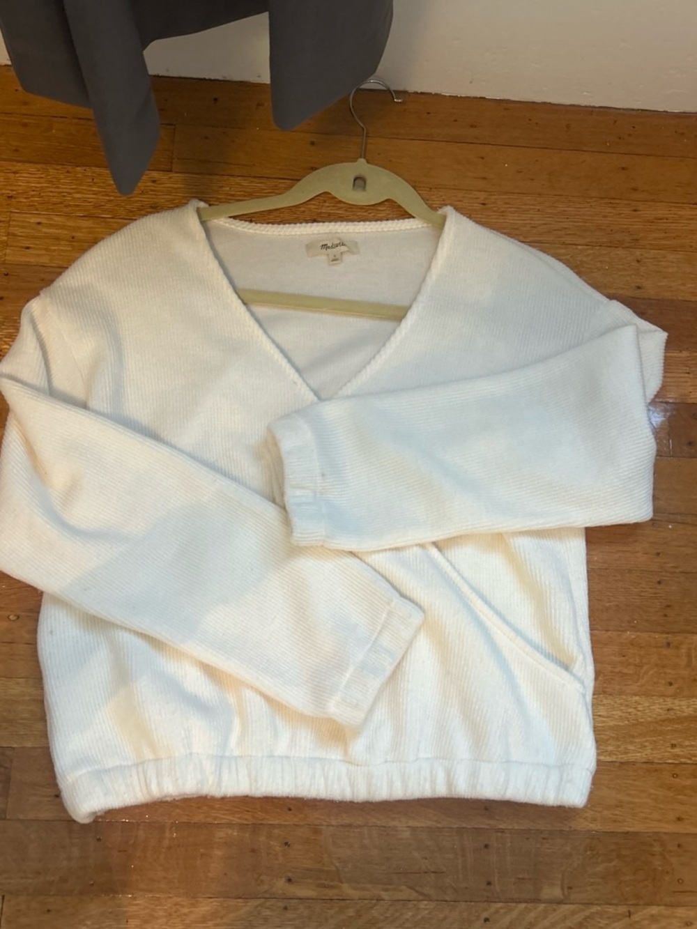 Madewell Cream V-Neck Cozy Knit Sweater